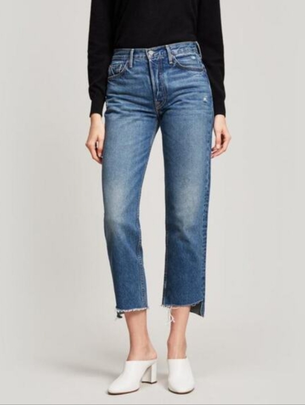 GRLFRND Helena Straight Leg Crop Blue Jeans Close to You 100% Cotton Size 26